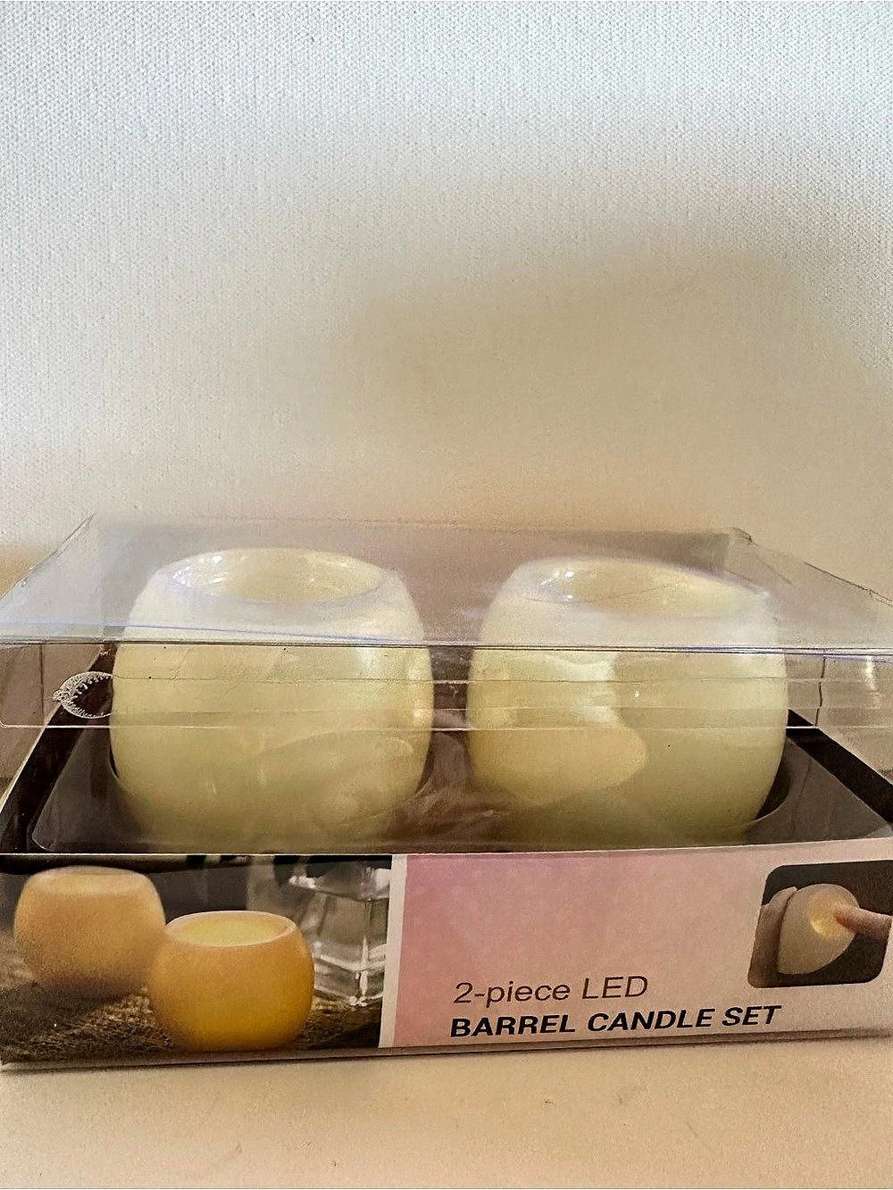 2-piece LED Barrel Candle Set White